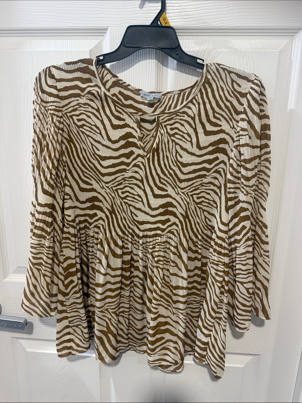 Floral & Ivy Women's Brown Zebra Print Peplum Top